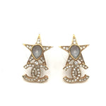 Load image into Gallery viewer, Chanel Gold Plated Star Coco Mark Earrings With Rhinestones