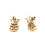 Load image into Gallery viewer, Chanel Gold Plated Star Coco Mark Earrings With Rhinestones