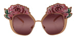 Load image into Gallery viewer, Dolce & Gabbana Roze Gouden Roos Pailletten Borduurwerk DG2202 Zonnebril