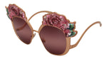 Load image into Gallery viewer, Dolce & Gabbana Roze Gouden Roos Pailletten Borduurwerk DG2202 Zonnebril