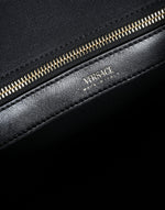 Load image into Gallery viewer, Versace Black Top Handle Canvas Leather Logo Crossbody Tote Bag