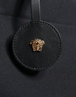 Load image into Gallery viewer, Versace Black Top Handle Canvas Leather Logo Crossbody Tote Bag