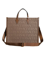 Load image into Gallery viewer, Versace bruine schoudertas met jacquard leren logo en handvat