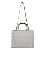 Load image into Gallery viewer, Versace White Top Handle Canvas Leather Logo Crossbody Tote Bag
