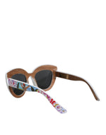 Load image into Gallery viewer, Dolce & Gabbana Multicolor Houten Kristal Messing Frame Bloem Handgeschilderde Zonnebril
