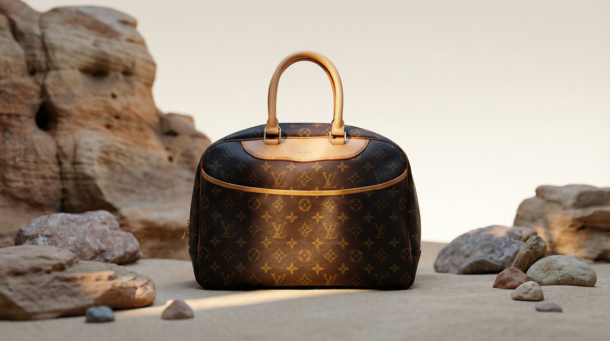 Louis vuitton tas op een warme neutrale achtergrond — louis vuitton kopen nederland via couture department