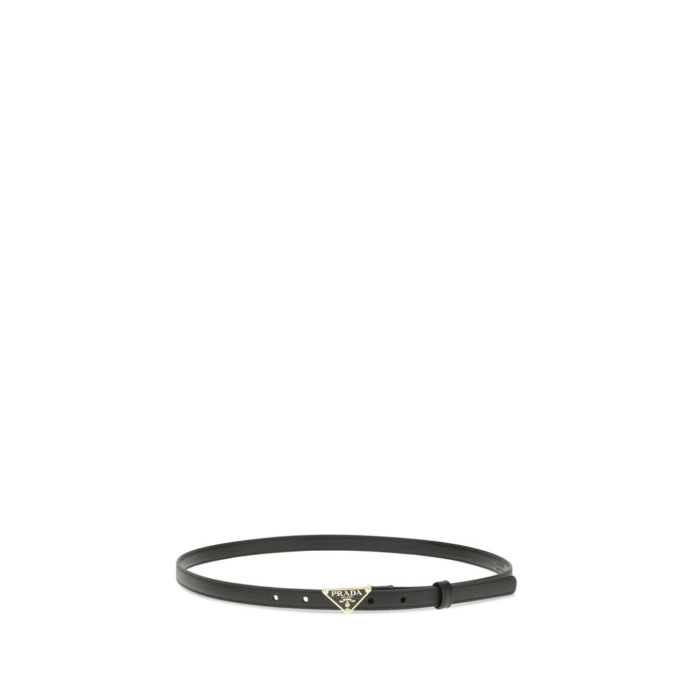 Prada black calf leather bos taurus regular belt