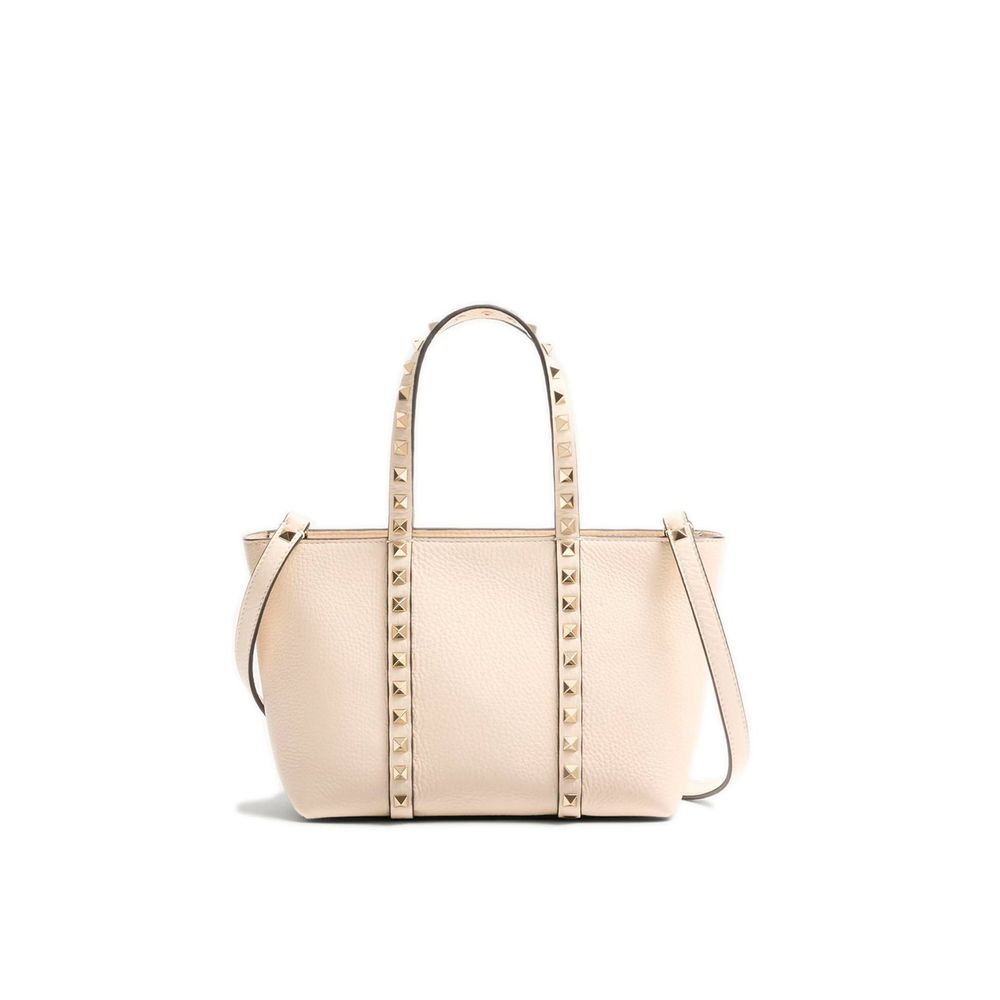 Valentino garavani beige calfskin tote bag