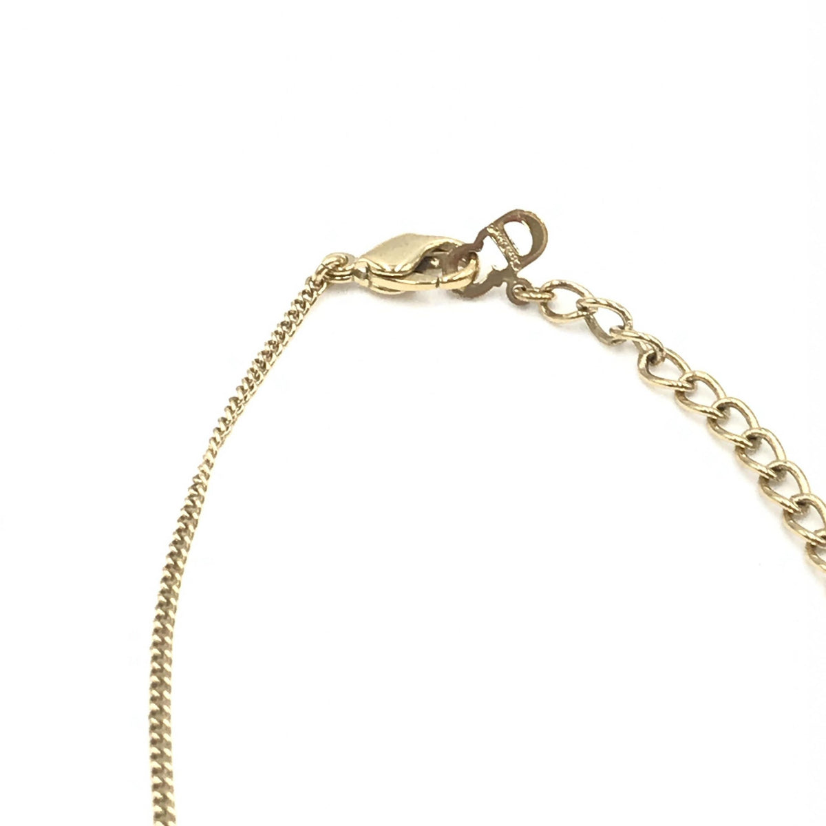 Christian dior dolphin motif rhinestone gold plated necklace