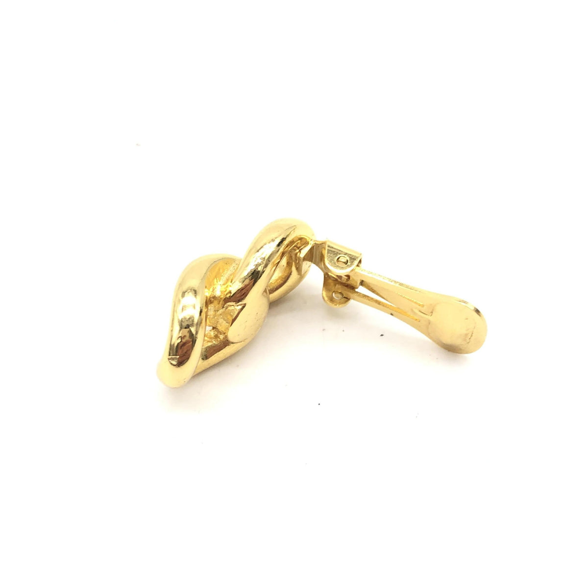 Christian dior gold tone twisted chain clip on earrings