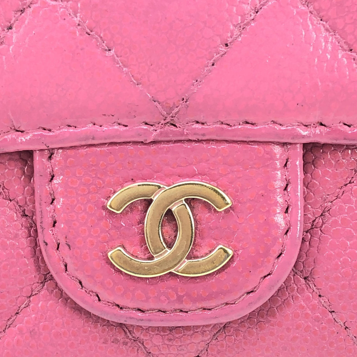 Chanel pink leather quilted flap wallet