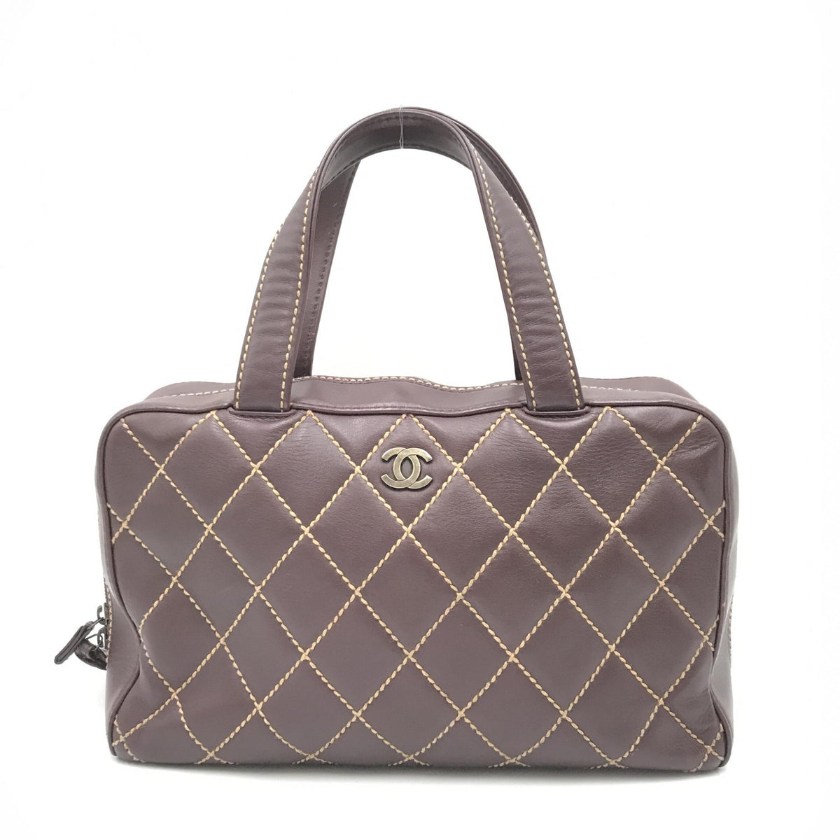 Chanel wild stitch handbag mini boston red