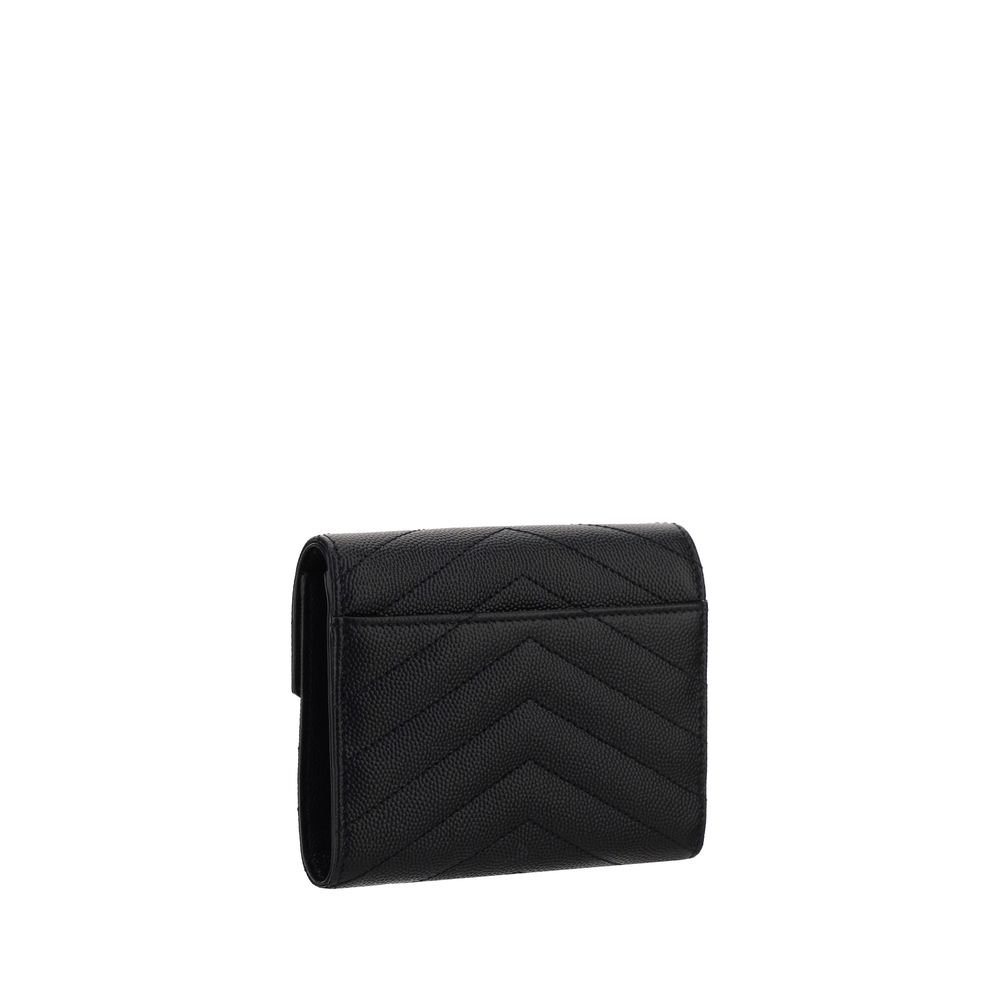 Saint laurent black calf leather bos taurus wallet