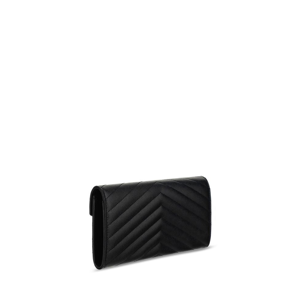 Saint laurent black calf leather bos taurus wallet