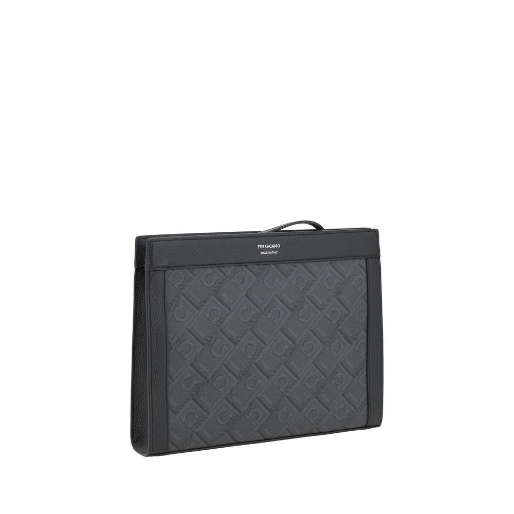 Ferragamo black polyethylene clutch bag