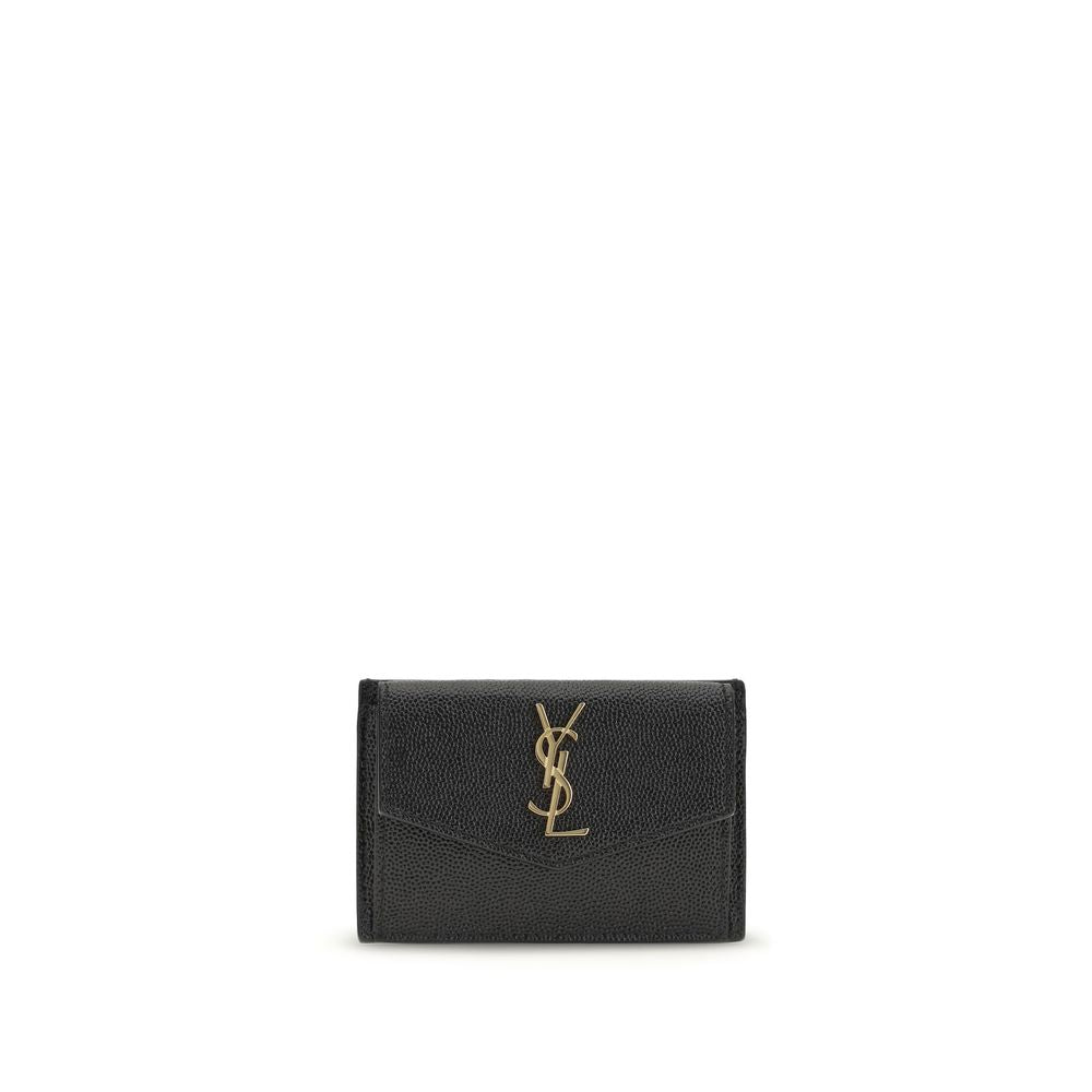 Saint laurent black calf leather bos taurus wallet