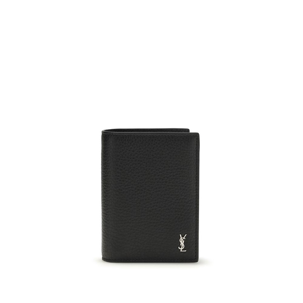 Saint laurent black calf leather bos taurus wallet
