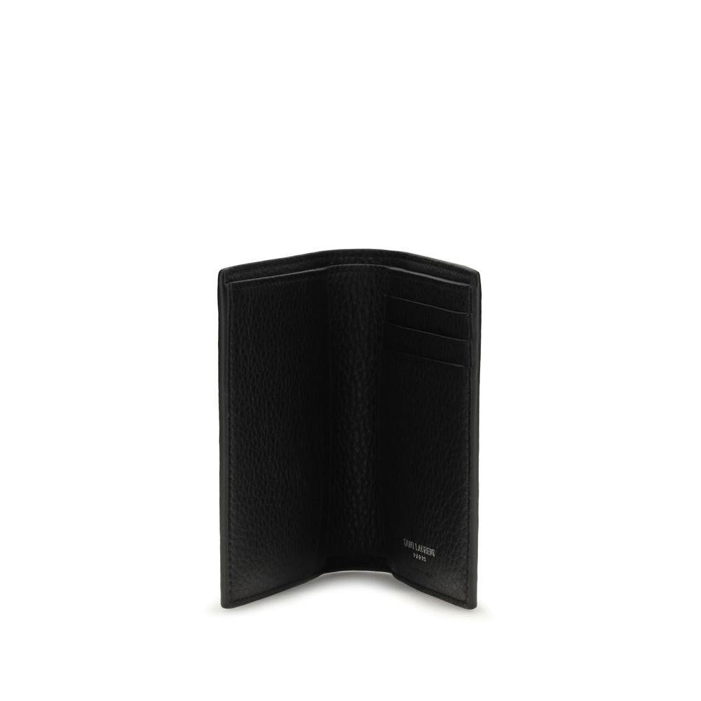Saint laurent black calf leather bos taurus wallet