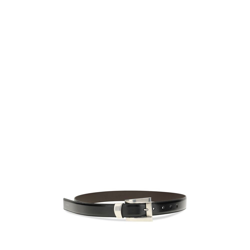 Versace black calf leather bos taurus regular belt