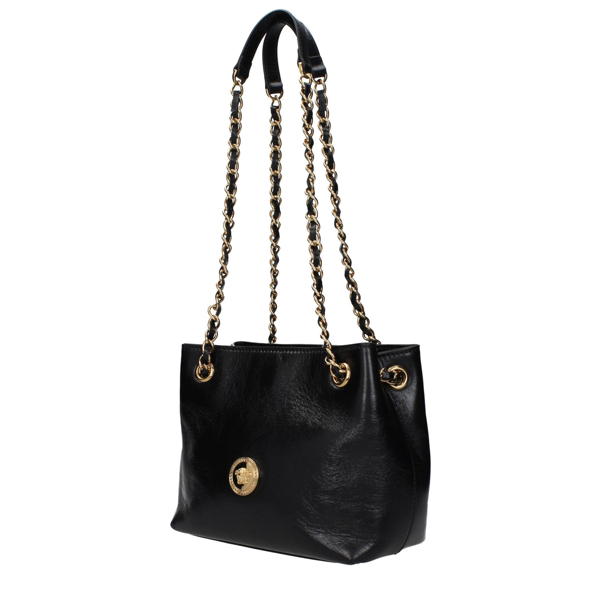Versace black leather shoulder bag