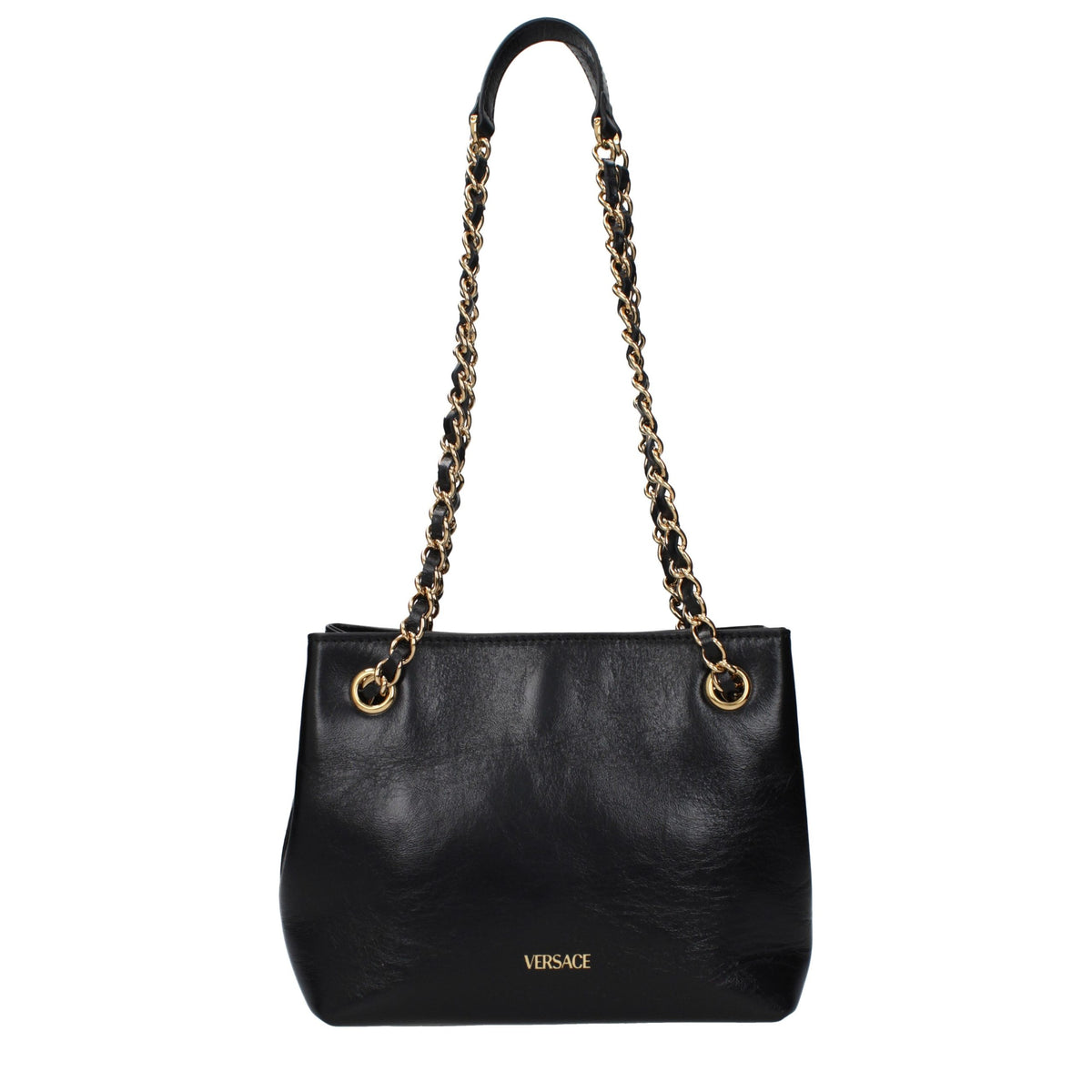 Versace black leather shoulder bag