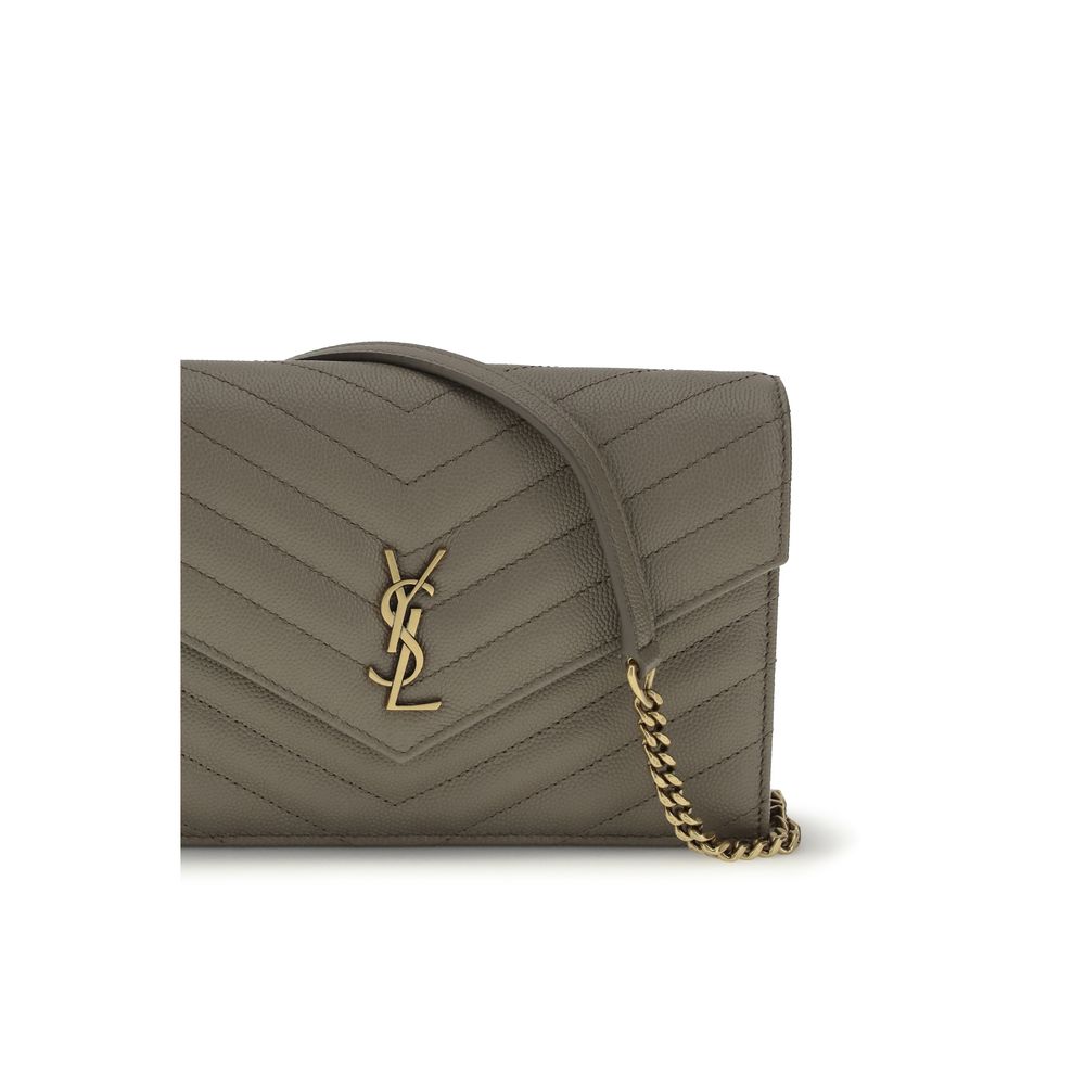 Saint laurent gray calf leather bos taurus wallet