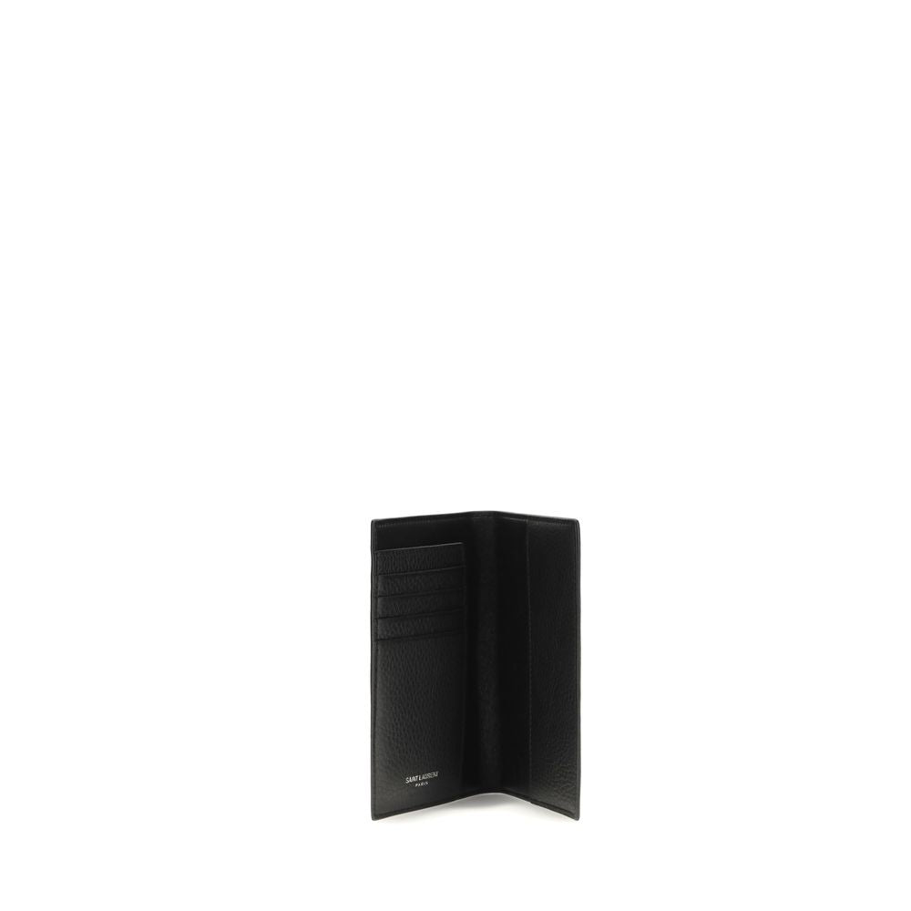 Saint laurent black calf leather bos taurus wallet