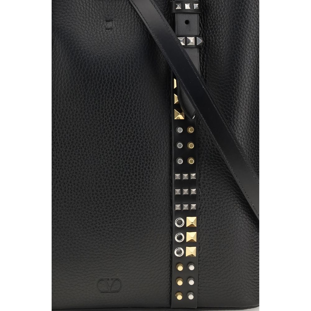 Valentino Garavani Black Calf Leather Bos Taurus Shoulder Bag