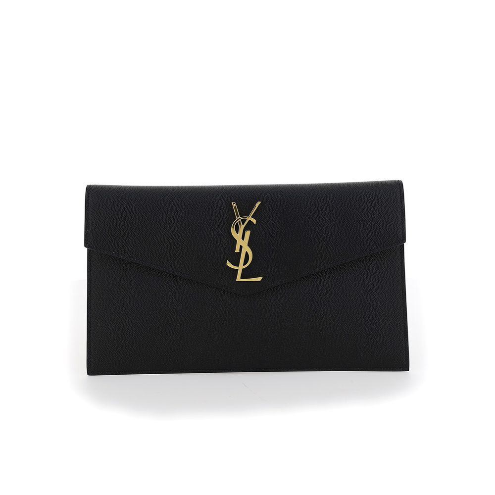Saint laurent black calf leather bos taurus wallet