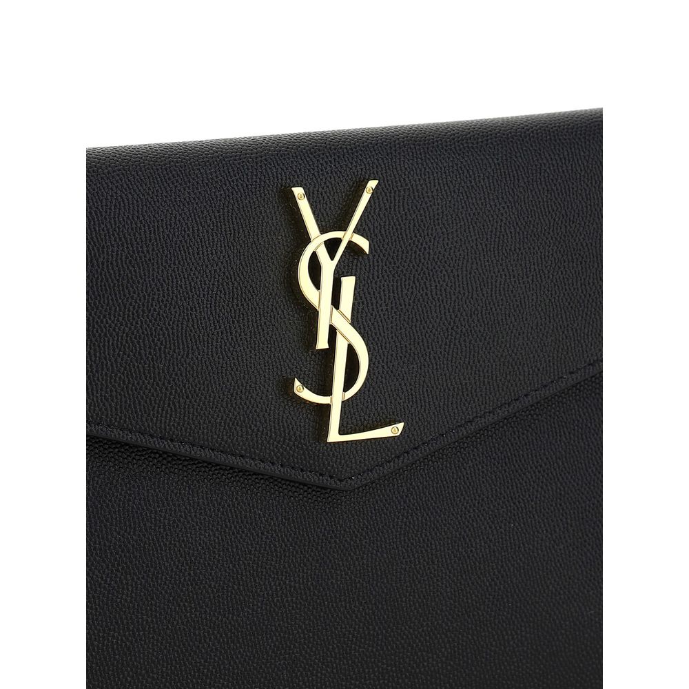 Saint laurent black calf leather bos taurus wallet