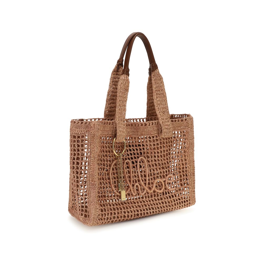 Chloé beige raffia shoulder bag