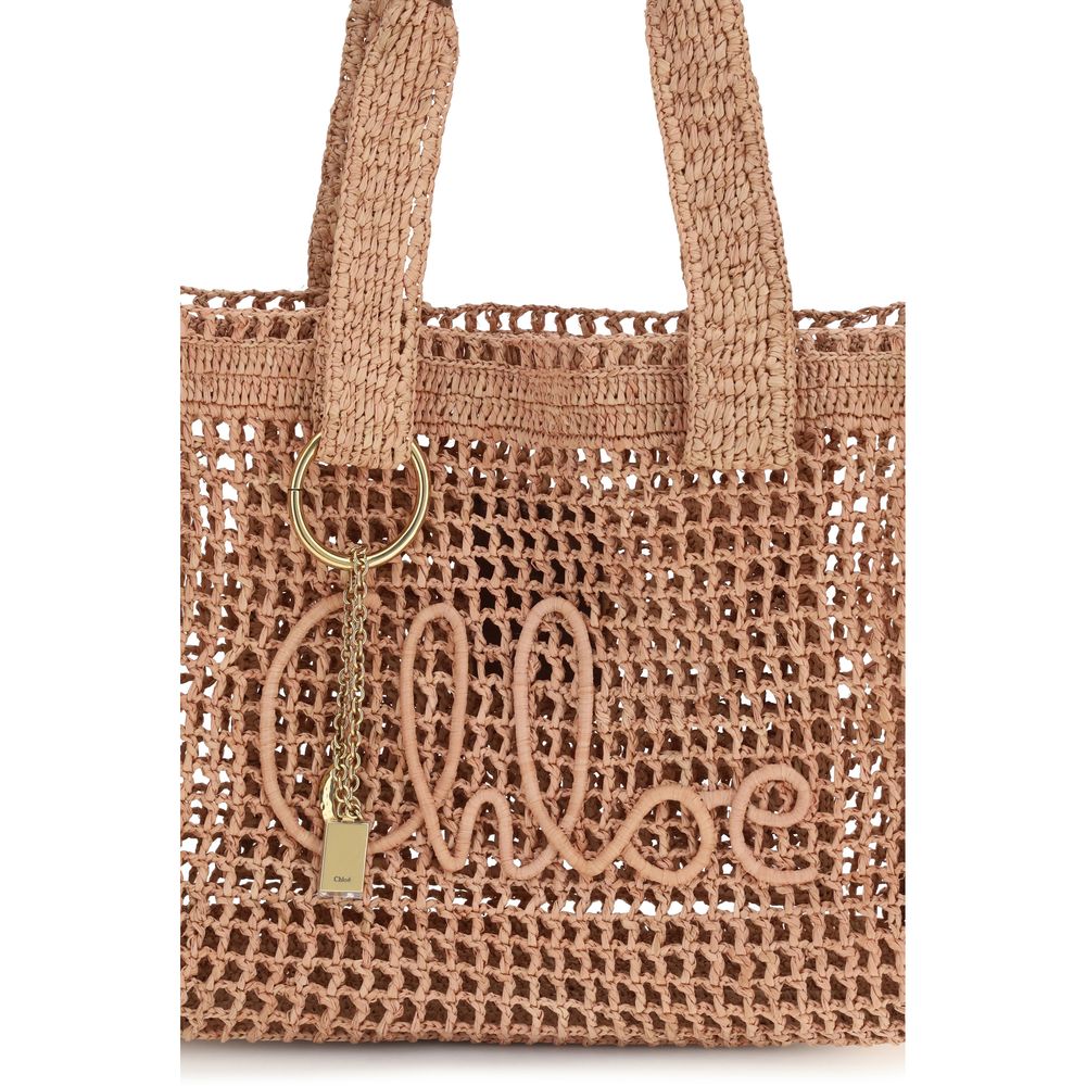 Chloé Beige Raffia Shoulder Bag