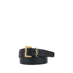 Load image into Gallery viewer, Saint Laurent Black Calf Leather Bos Taurus Regular Belt
