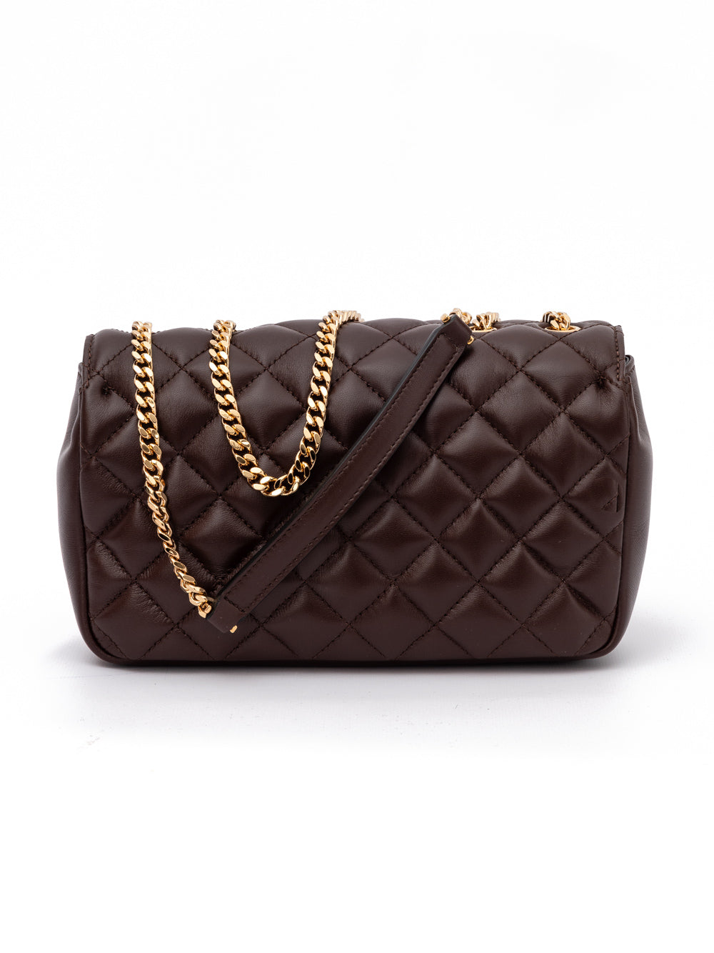 Versace brown quilted leather shoulder strap bag
