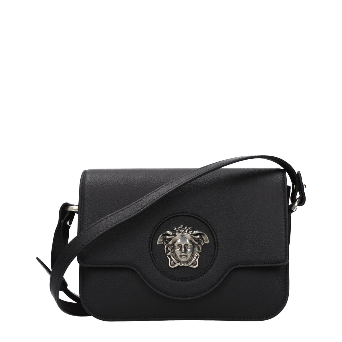 Versace black leather crossbody bag
