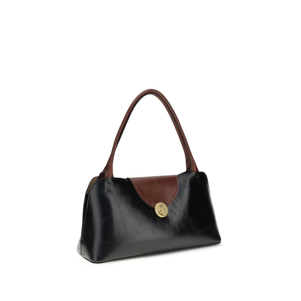 Versace black calf leather bos taurus shoulder bag