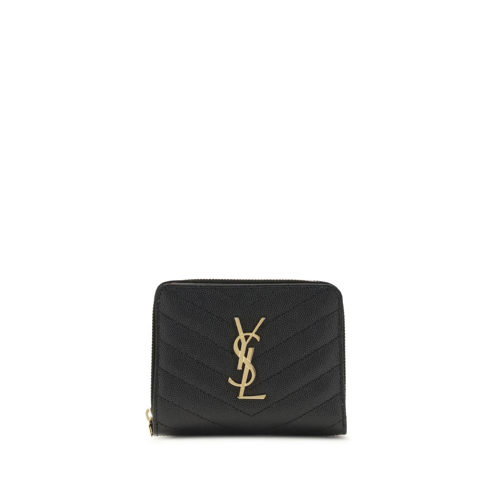 Saint laurent black calf leather bos taurus wallet