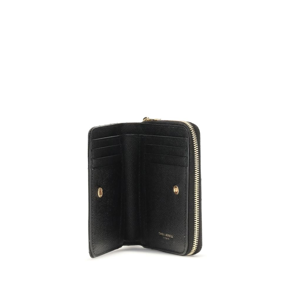 Saint laurent black calf leather bos taurus wallet