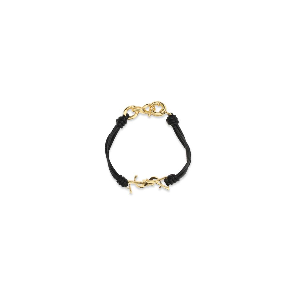 Saint laurent black calf leather bos taurus bracelet