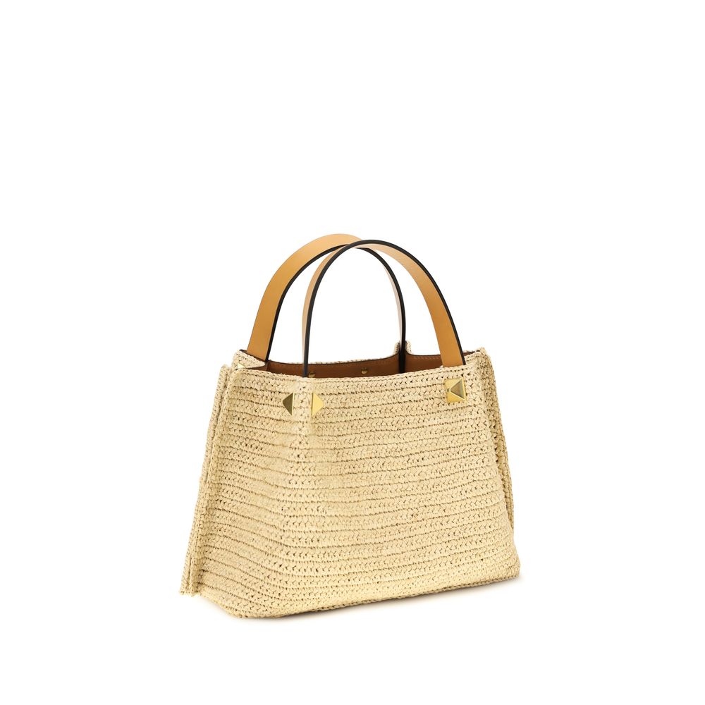Valentino garavani natural raffia shoulder bag