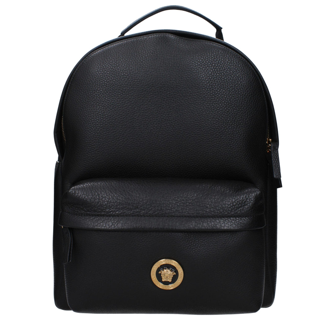 Versace Black Leather Backpack