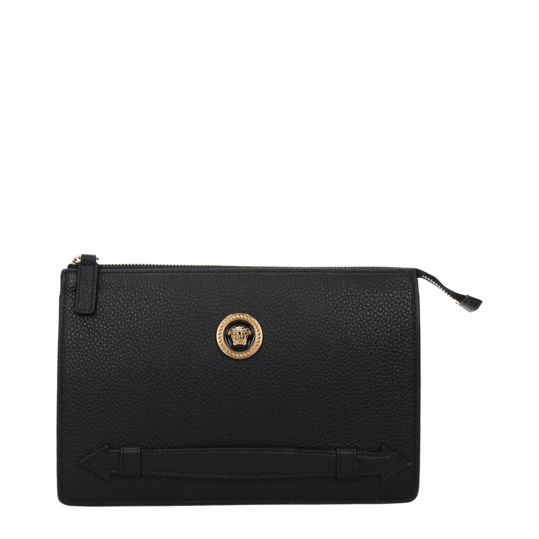 Versace Black Leather Clutch Bag