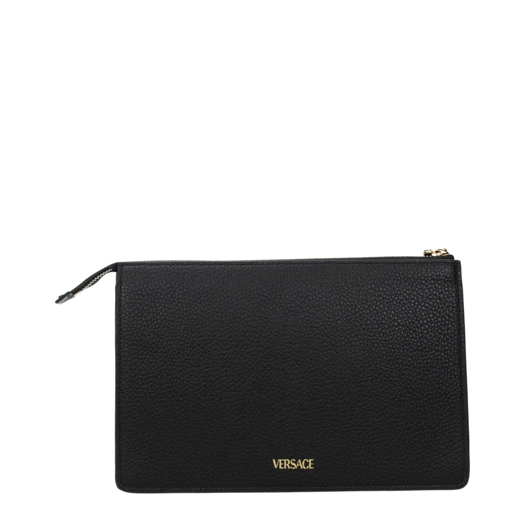 Versace Black Leather Clutch Bag