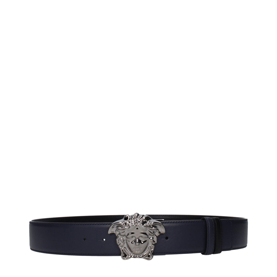 Versace Blue Leather Regular Belt