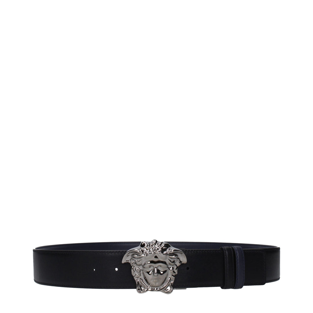 Versace Blue Leather Regular Belt