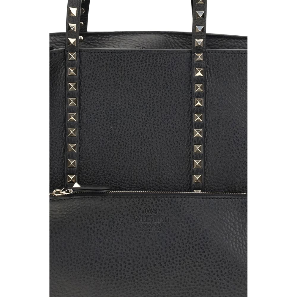 Valentino Garavani Black Calf Leather Bos Taurus Shoulder Bag