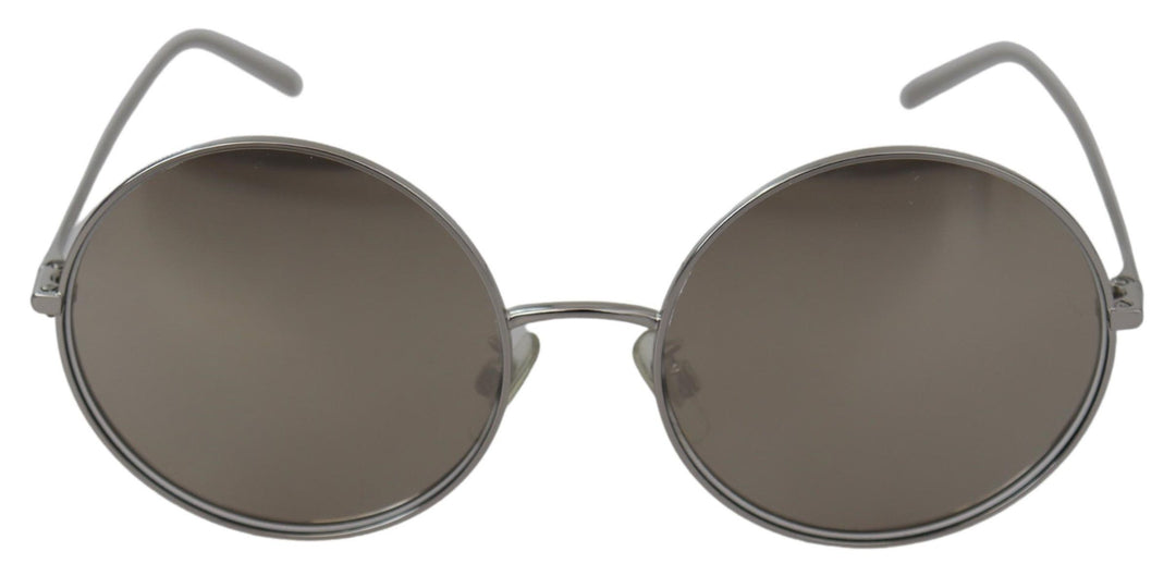 Dolce & Gabbana Verzilverde Ronde Grijze Glazen Dames Zonnebril