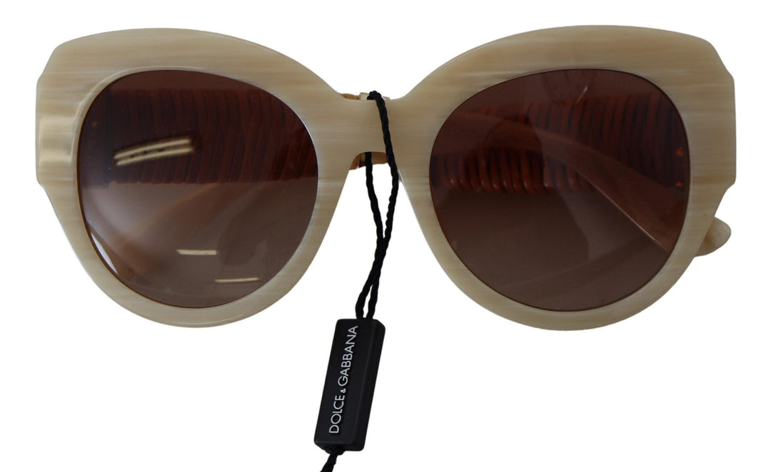 Dolce & Gabbana Beige Acetaat Volledig Montuur Bruine Glazen DG4294 Zonnebril