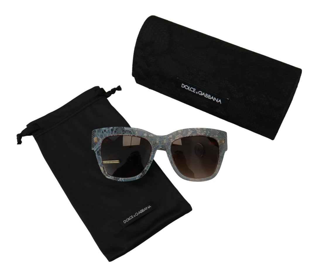 Dolce & Gabbana Blauw Kant Acetaat Kristal Vlinder DG4231 Zonnebril
