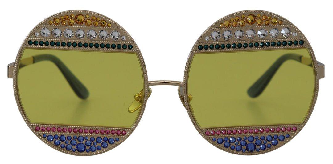 Dolce & Gabbana Gouden Ovale Metalen Kristallen Shades DG2209B Zonnebril